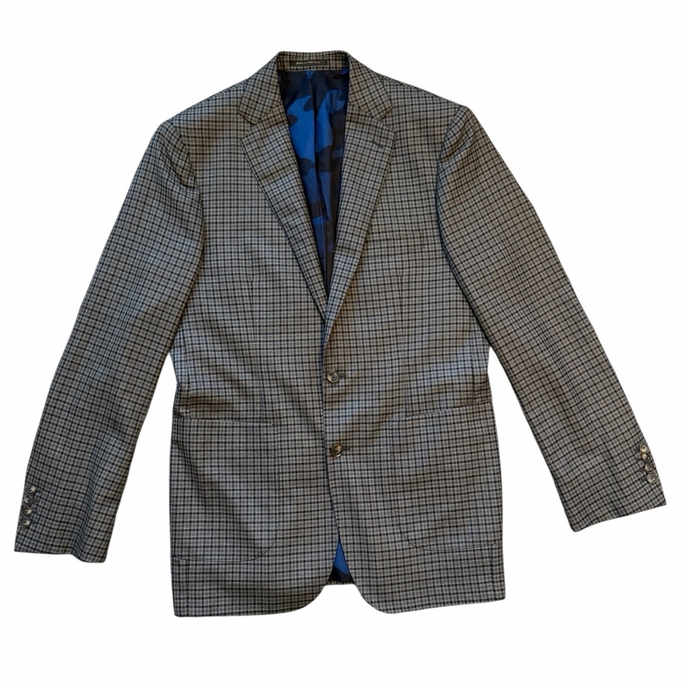 J.Hilburn Vitale Barberis Canonico Blazer‎ Jacket Men's 42 Blue Camo Lined